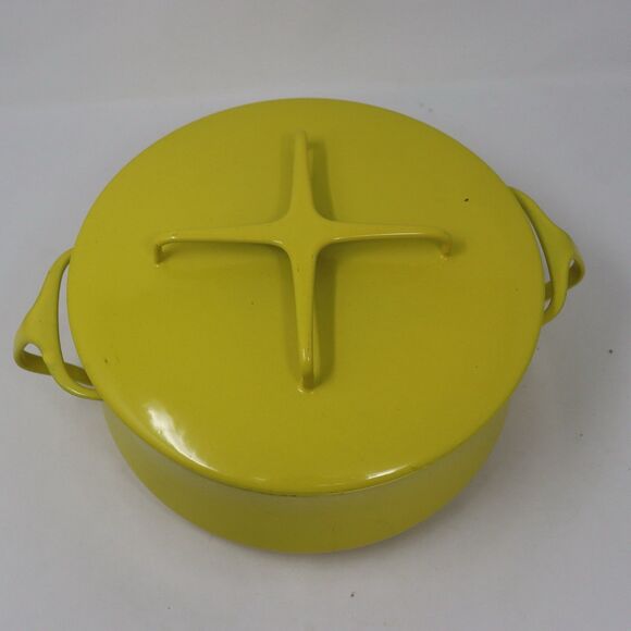 Vtg Dansk Designs France Kobenstyle Yellow Enamel Dutch Oven w Lid Trivet - Picture 2 of 6